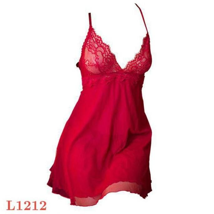 L1212 Baju Tidur Wanita Gaun Malam Mini Dress Daster Pendek Sleepwear