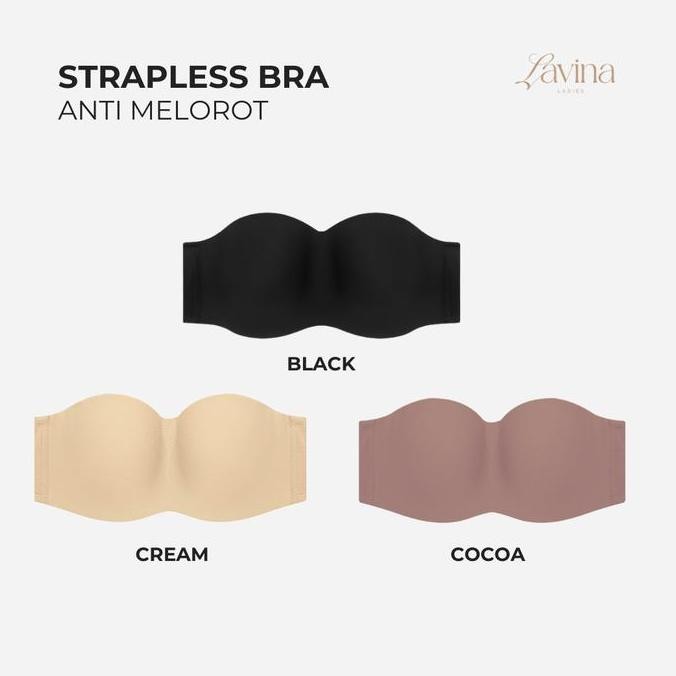 Strapless Bra Anti Melorot Lyra (Size 32-46)/Bra Jumbo Tanpa Tali/ Bra Plus Size