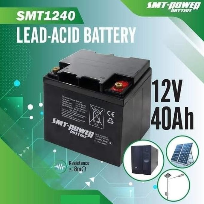 Battery Kering Smt Power 12V 40Ah / SMT Power Battery 12V 40AH Baterai Aki Kering Ups Solar Panel SM
