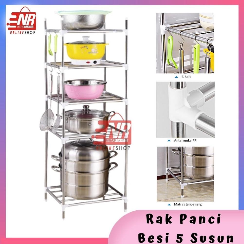 Rak Panci 5 Susun / Rak Besi 5 Susun / Rak Dapur / Rak Besi Multifungsi / Rak Panci Stainless