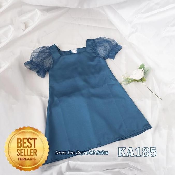 DF165>> Gaun Bayi 6 sampai 12 Cewek Simple Elegan Dress Tile Dot Bayi Warna Hitam Burgundy Emerald B