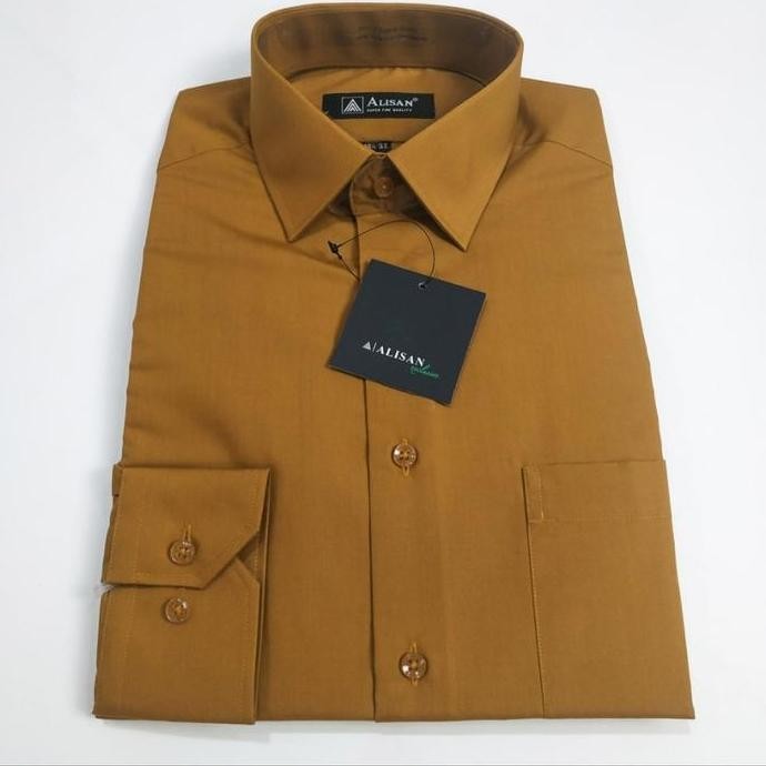 DB176 }} Kemeja Alisan Coklat 7 / C7 Polos Panjang