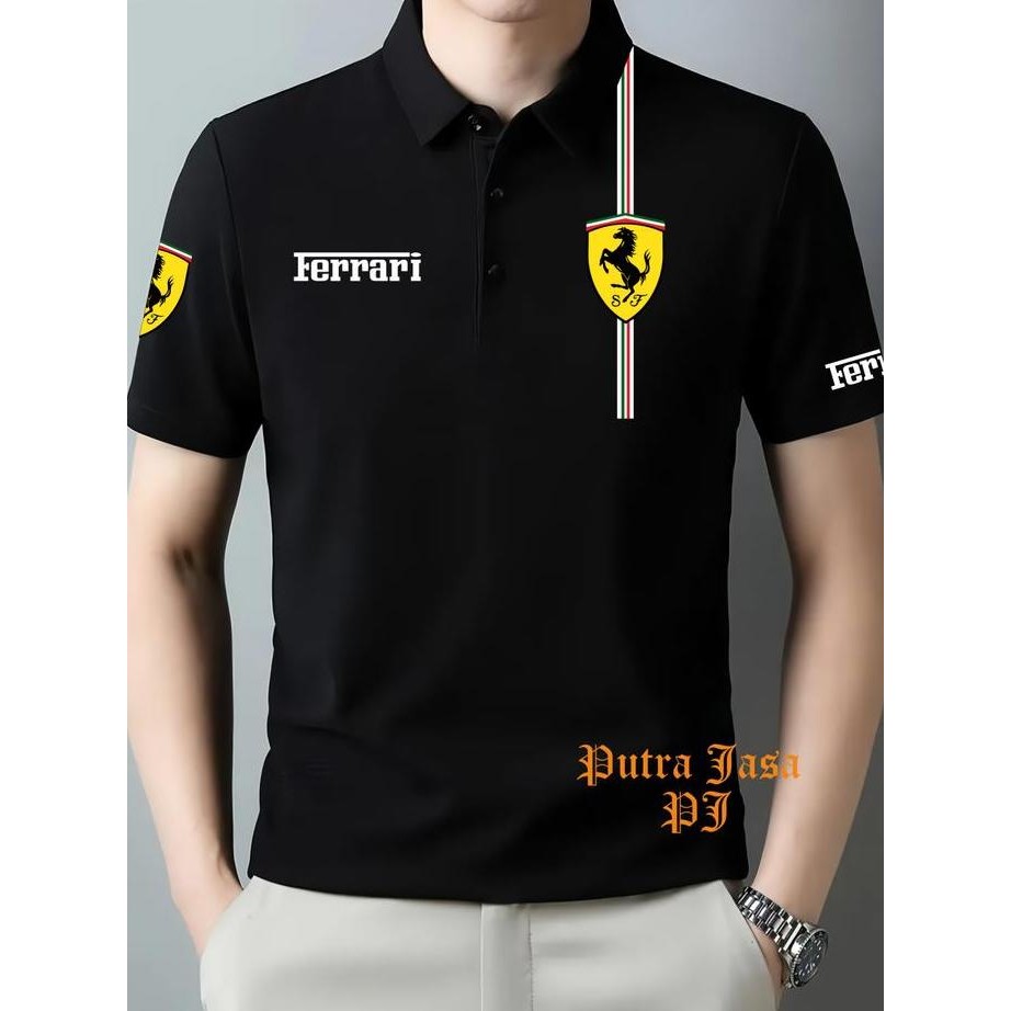 DE100 >> Kaus Polo Wangki Sablon Motif Ferr4r1/Baju polo Santai Pria/Baju Polo Mobil/Kaus Kerah Dist