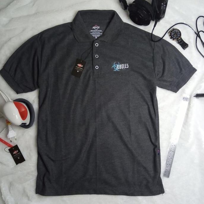 DF311>> Polo Shirt Pria Kaos Kerah Jumbo Big Size Original Motif Riddles