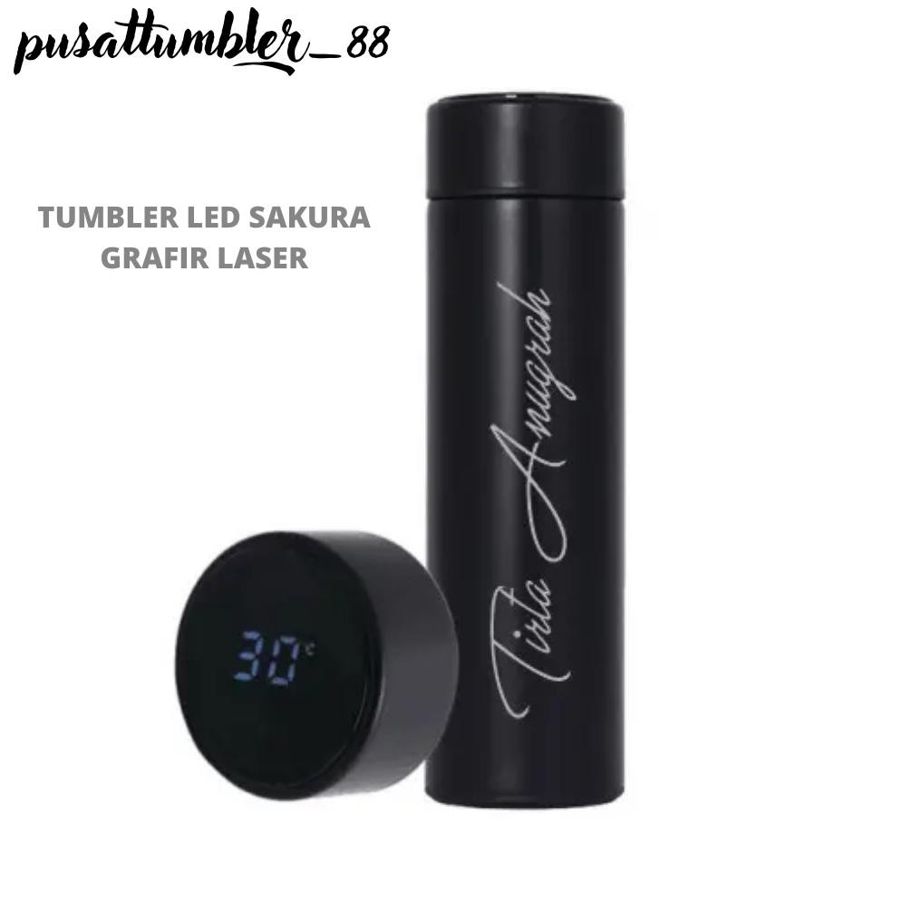Kekinian Custom Grafir Laser Tumbler LED Suhu botol minum stainless Custom Grafir Laser Souvenir gro