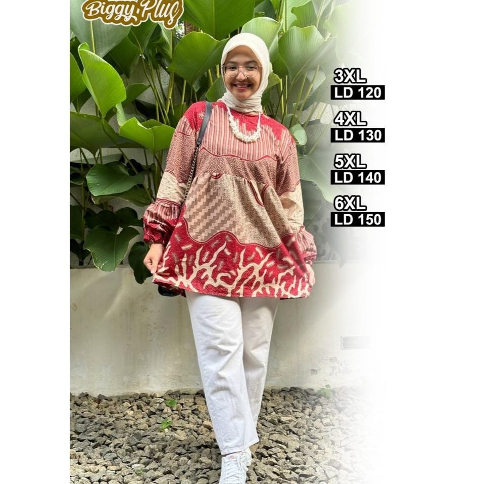 Bgp Blouse Atasan Kemeja Batik Wanita Jumbo Ld 120 Ld 130 Ld 140 Ld 150 Batik Ern Baju Batik Wanita 