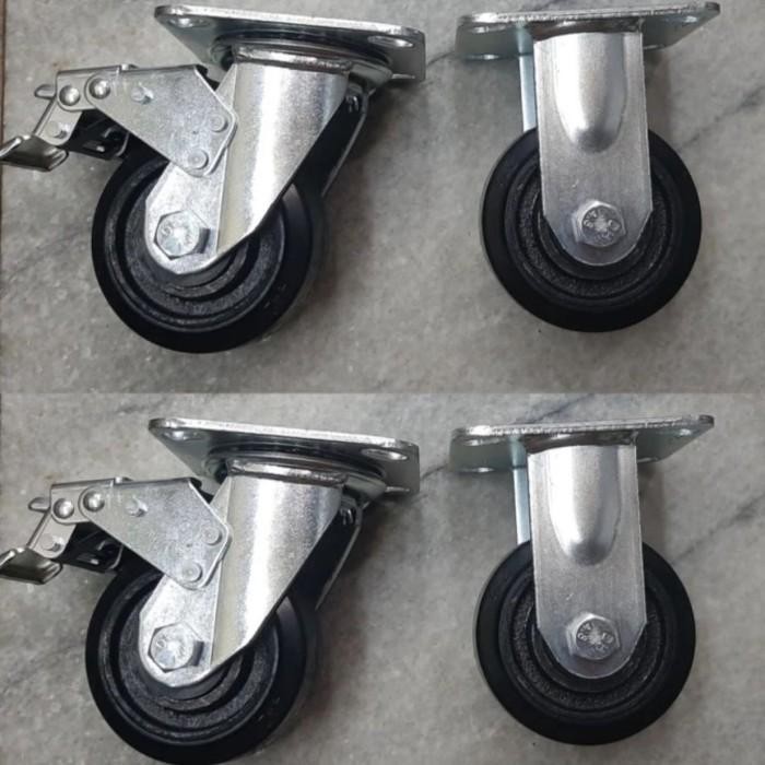 Roda Troli Karet Heavy Duty 4 Inch 1Set ( 2 Rem 2 Mati )