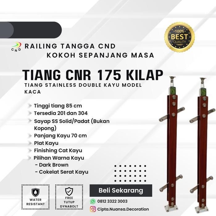 Tiang railing tangga & balkon kaca tempered stainless