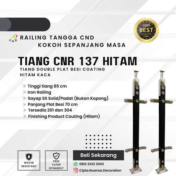 Railing tangga plat hitam / balkon kaca minimalis / pagar kaca murah