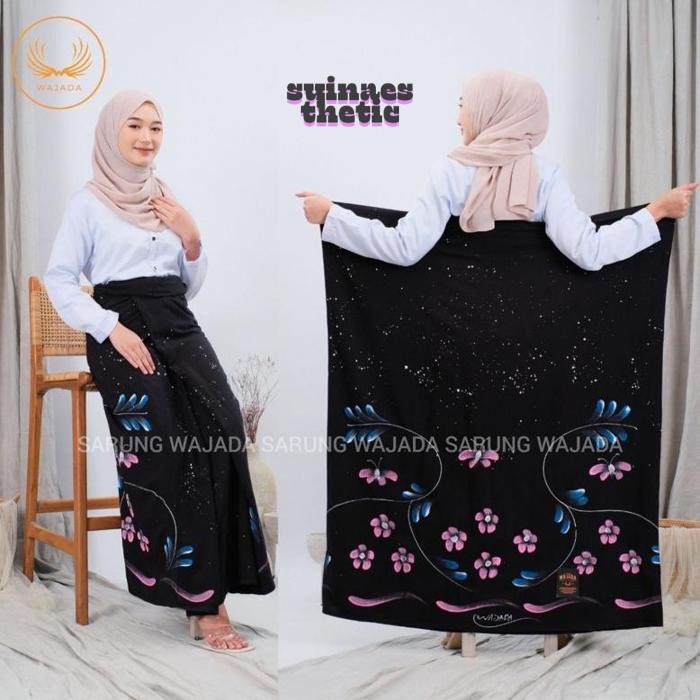 qw-7 Sarung lukis wanita sarung santung lukis mbak santri sarung gloyor lukis pekalongan Premium