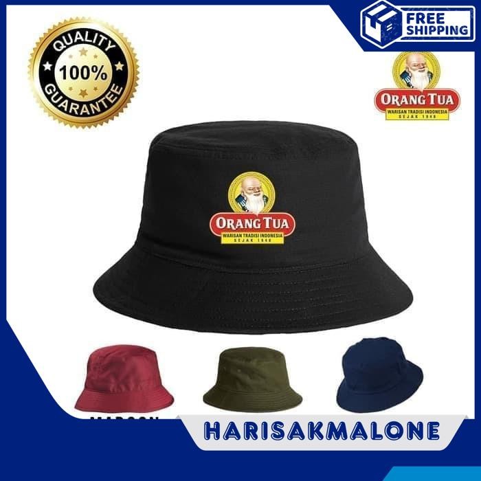 BERKUALITAS TOPI BUCKET HAT CAP DISTRO EMAS GOLD PREMIUM ORANG TUA POLOS CUSTOM INDONESIA PRIA WANIT