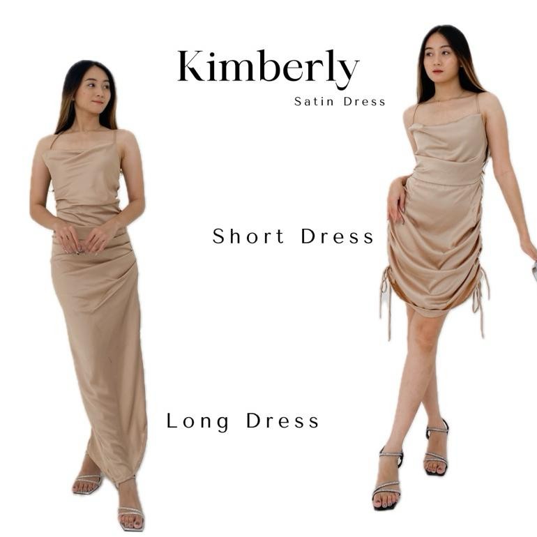 [ BARTISTE ] KIMBERLY SILK LONG DRESS / SHORT DRESS | Dress Pesta Satin Backless | Slit Party Dress 
