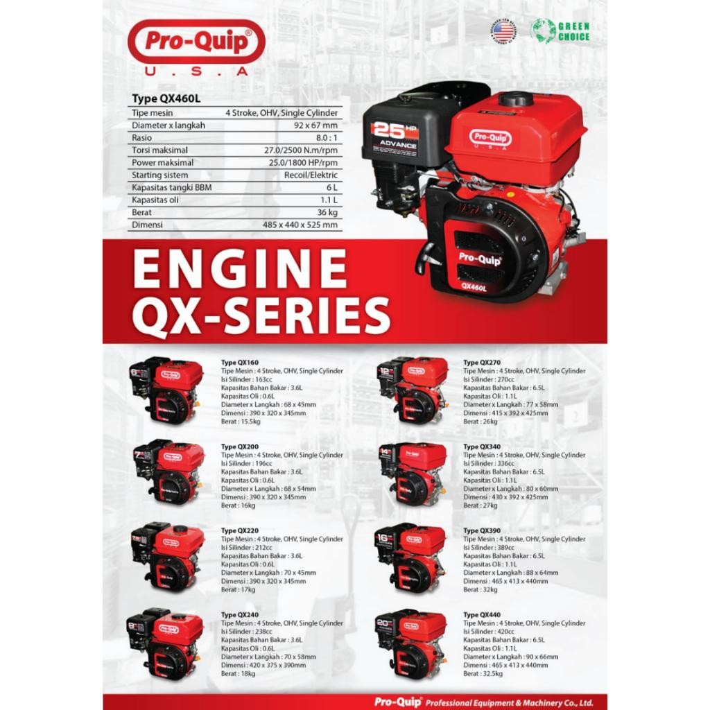 Engine Penggerak Pro-Quip USA RATO QX270/QX390/QX440  - 12/16/23HP **