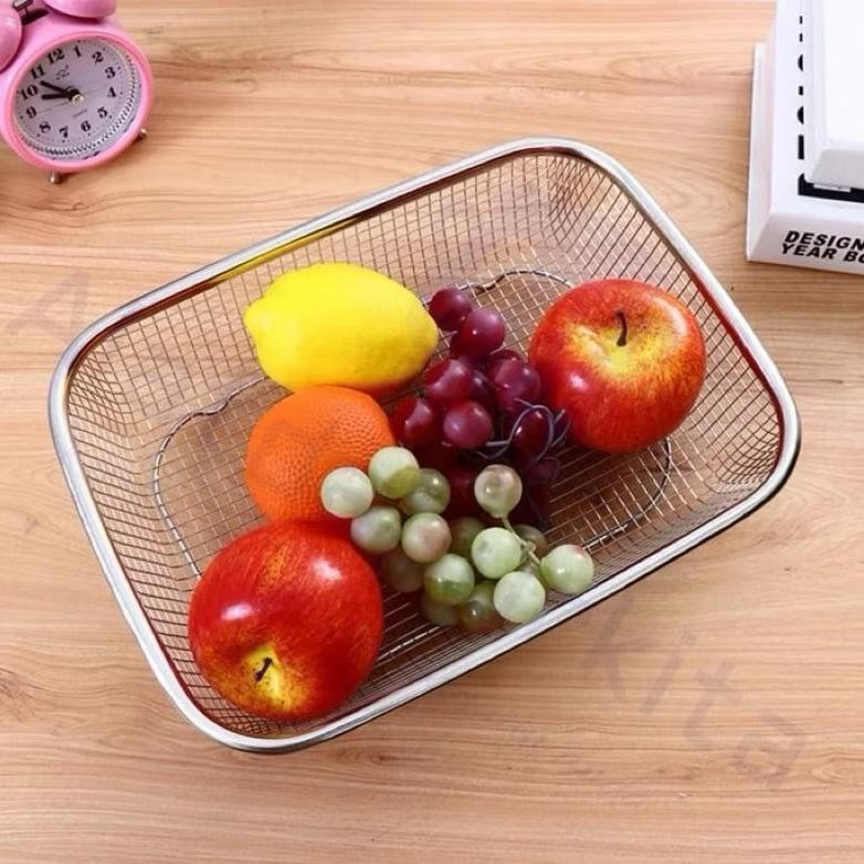 Baru PROMO 1set nampan saringan stainless / tirisan minyak / food drying tray / keranjang tinggi sta