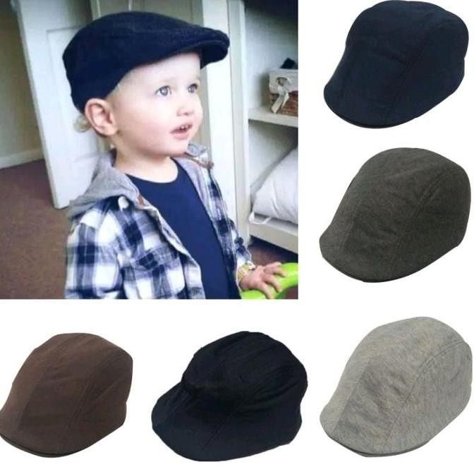 Topi Pet Anak Bahan Kaos | Flat Cap Hat | Topi Kodok | Topi Pelukis Unisex Untuk Anak 3Thn-10Thn