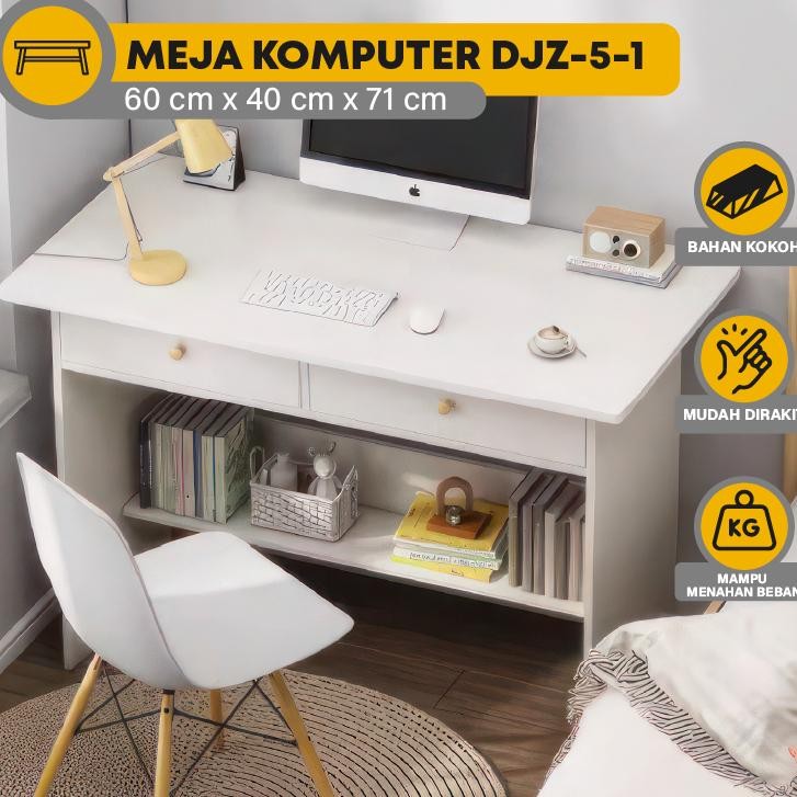 Meja Komputer Desktop Desk Dilengkapi Rak Penyimpanan Meja Belajar Meja Kerja