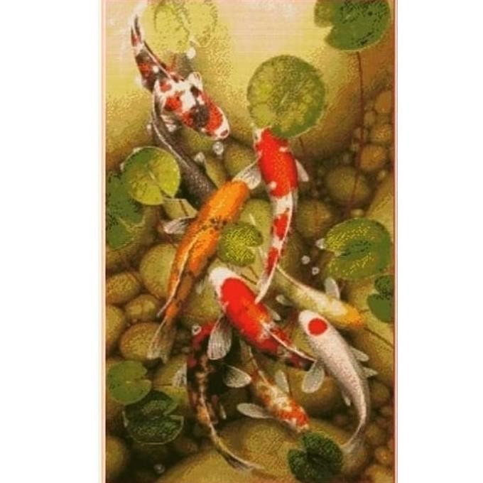 Paket kristik 9 ikan koi full sulam