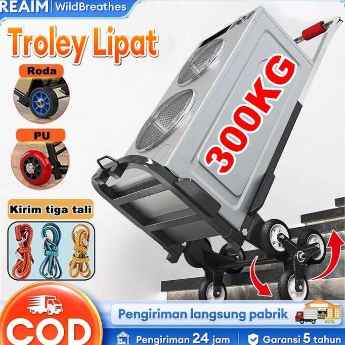 Pengiriman hari iniTroley Lipat Bahan Besi Trolley Troli Troly Lipat Besi Galon Tabung Gas Serbaguna