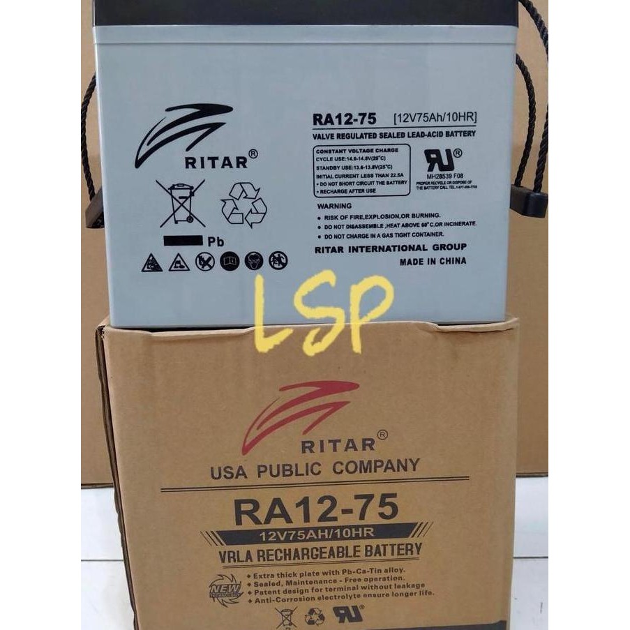 NEW Aki Ritar Power VRLA RA12-75 12V 75Ah Aki Kering