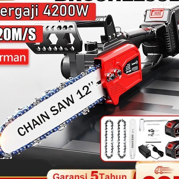 Reaim Cordless Gergaji 12 Inch Portable Chain Saw Mesin Potong Kayu Dengan Lithium 20V Kecepatan 6M 
