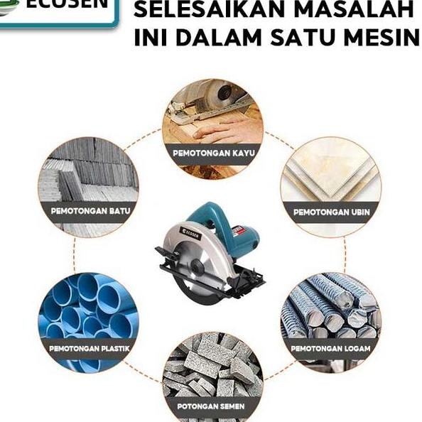 Ecosen Circular Saw Gergaji Multifungsi Circular Saw 1050W Mesin Gergaji Mesin Potong Alat Potong Ka
