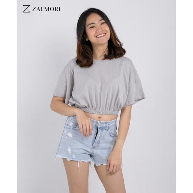 Zalmore Oversize Crop T-Shirt Premium Cotton - Kaos Oversize Wanita