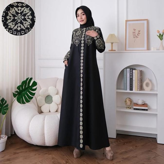 Baju Gamis Wanita Bordir Aceh Mewah Katun Toyobo