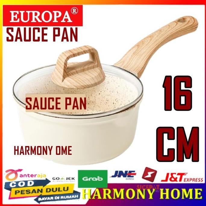 Europa Super Pan - Sauce Pan 18 Cm + Tutup Kaca Granite Beige