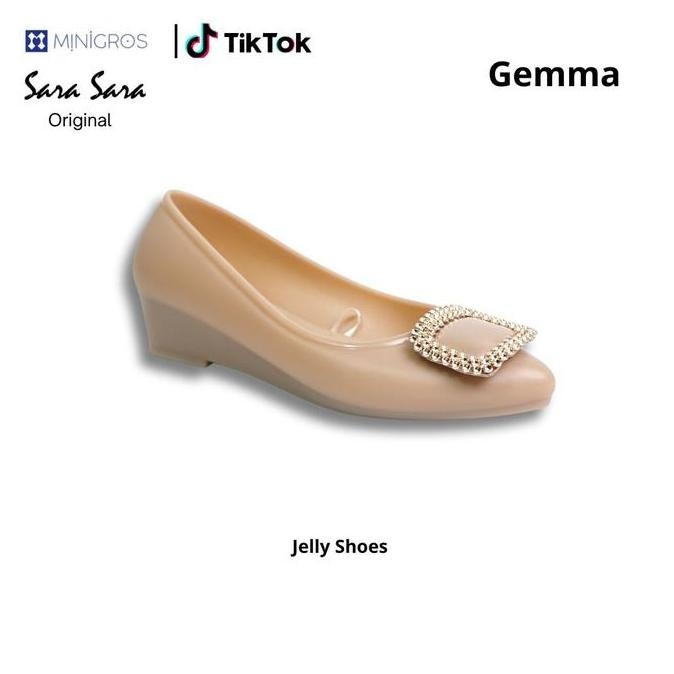 Promo SaraSara GEMMA Sepatu Jelly Wanita Sepatu Hak Cewek Sepatu Kerja Sol Karet Terbaru Shoes Flat 