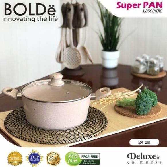 Bolde Super Pan Casserole Beige 24Cm Panci Rebus Tutup Kaca