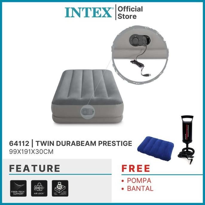 INTEX Kasur Angin Pompa Kabel USB Twin Durabeam Prestige 64112