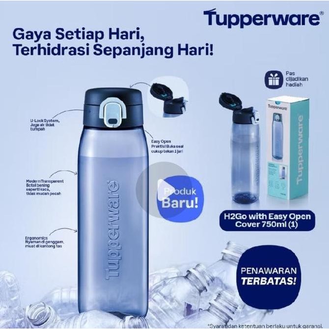 Botol minum Tupperware h2go 750ml h 2go 1pcs