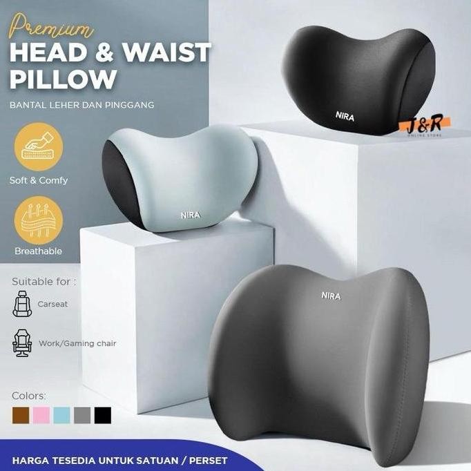 Bantal Leher dan Bantal Pinggang Mobil / Kursi Kerja / Kursi Gaming / Head Pillow / Waist Pillow TKP