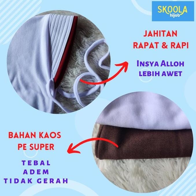 Hijab Sekolah Anak SD MI Putih Pramuka Cokelat