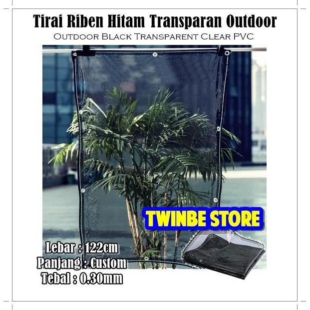 Tirai Plastik Hitam Transparan Pelindung Panas / Tirai Riben Meteran