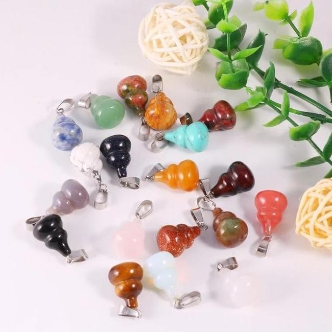 Liontin Labu Mini Batu Alam Warna-Warni Pelindung Aura & Penarik Rezeki