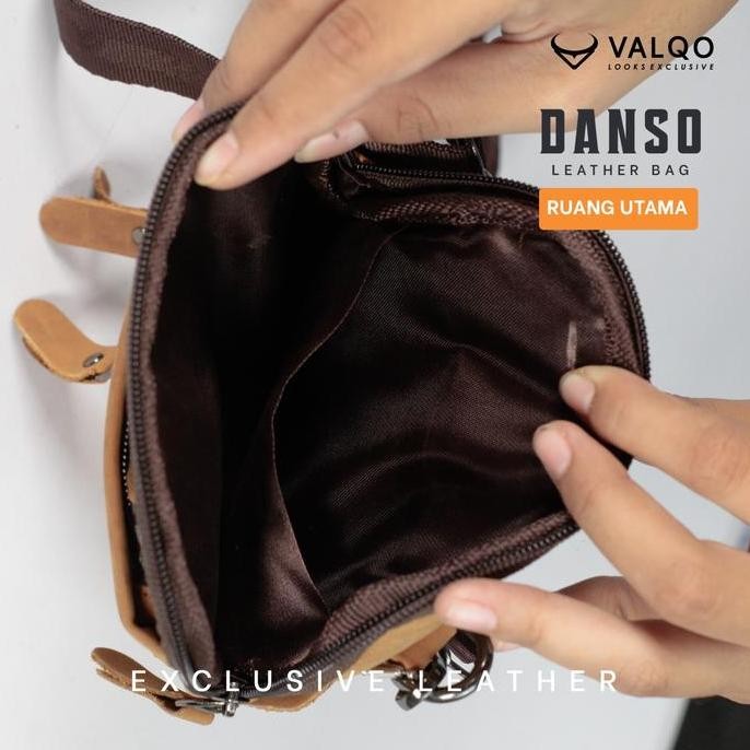 [VALQO] DANSO Tas Kulit Sapi Selempang Kecil Tas HP Pria Wanita