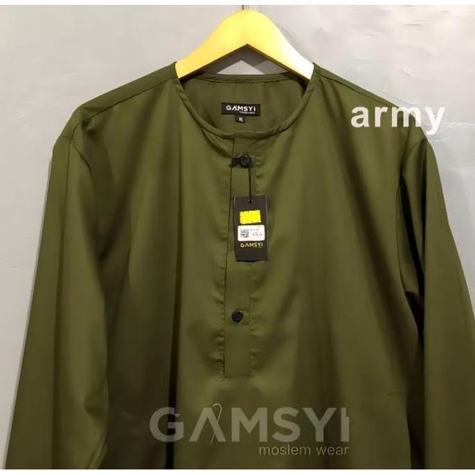 Baju Koko Putih Polos Lengan Panjang Tanpa Kerah