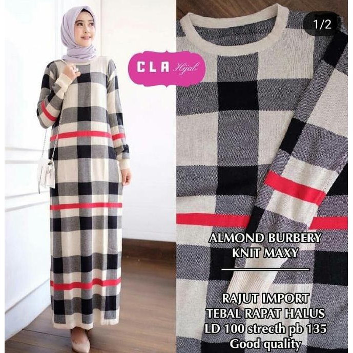 Gamis Rajut Wanita Motif Kotak