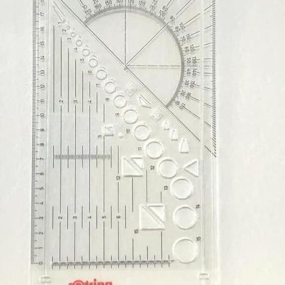Rotring Penggaris Mal Serbaguna Busur Lingkaran Tutup College Set