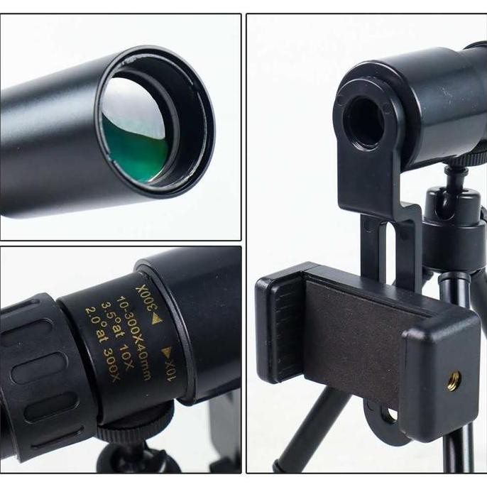 READY STOCK TacRight Monocular Telescope 10-300x40 Zoom with Tripod and Clip / teropong kamera lensa