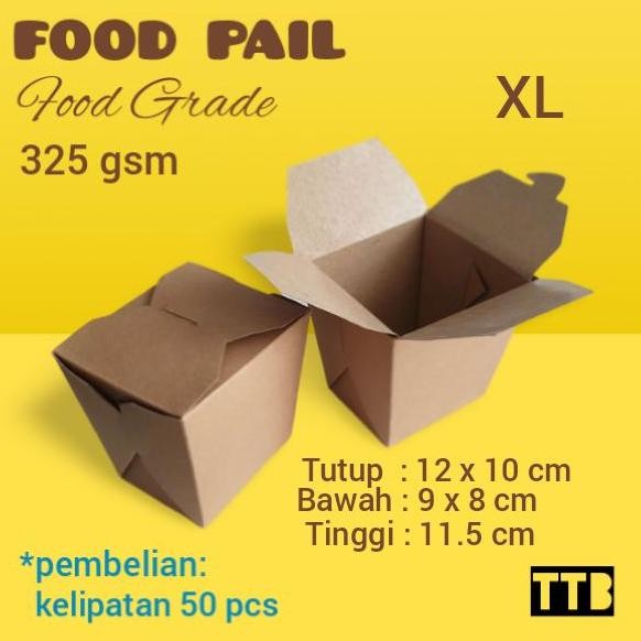 Food Pail Box Kraft - Kotak Kemasan Food Pail - Dus Food Pail Size XL
