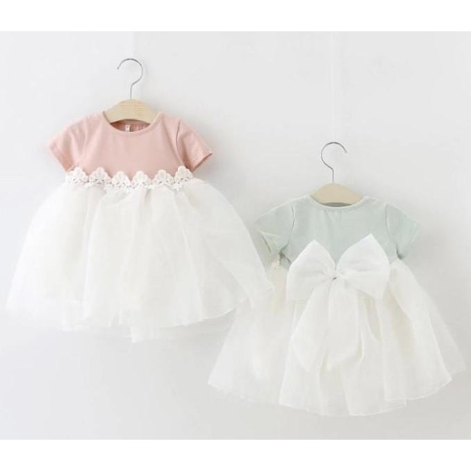DS11 >> Dress Anak Perempuan Import Korea Gaun Bayi Lengan Pendek Warna Hijau
