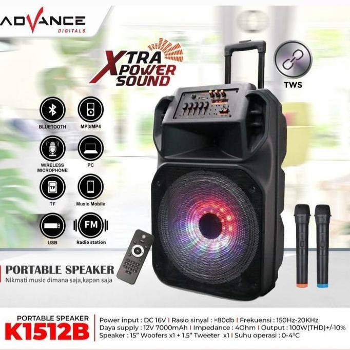 TERMURAH - ADVANCE PORTABLE SPEAKER TROLEY 15 INCH K-1512B (FREE BUBBLEWRAP)