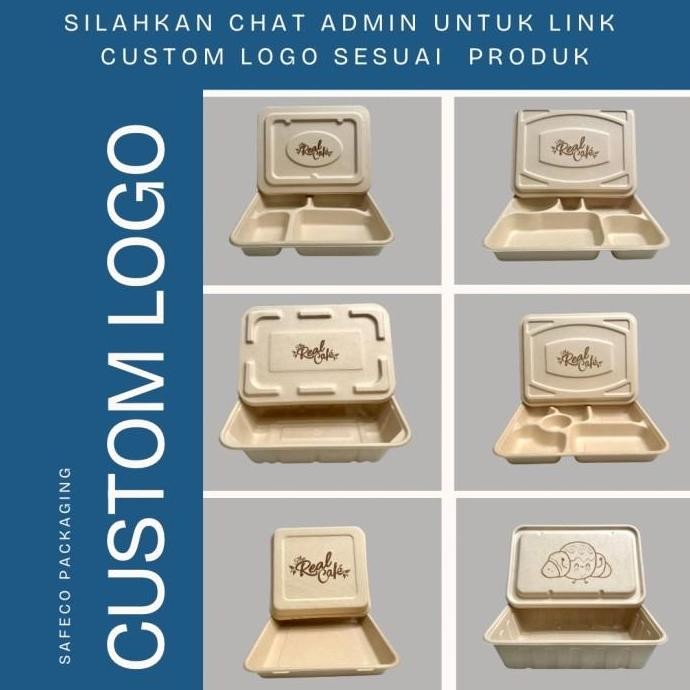 Bagasse Safeco Wide 1350 ML Kotak Tempat Makanan Food Box  Kotak Tempat Makan Packaging Kemasan Kota