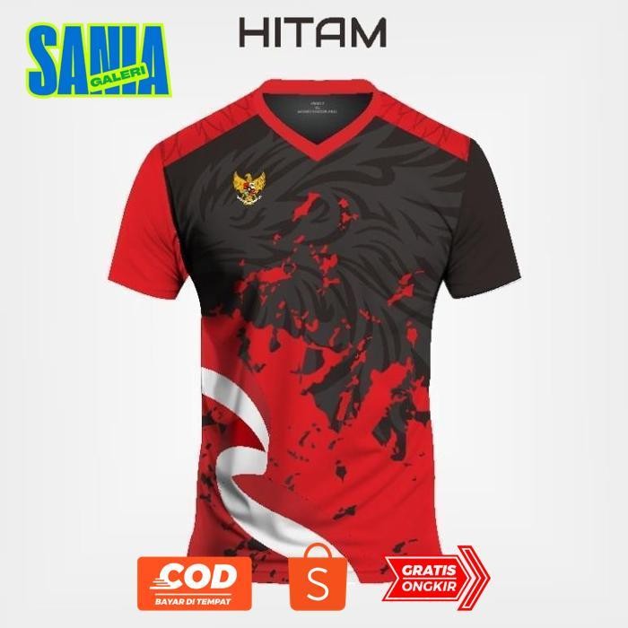 er-6 Jersey Timnas Garuda Baju Olahraga Merah Putih 17 Agustusan Kaos Sepakbola Futsal Volly Badmint