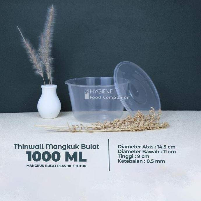 Thinwall Bulat 1000 ml Mangkok - Roundbowl 1000ml - Mangkok Bulat 1000