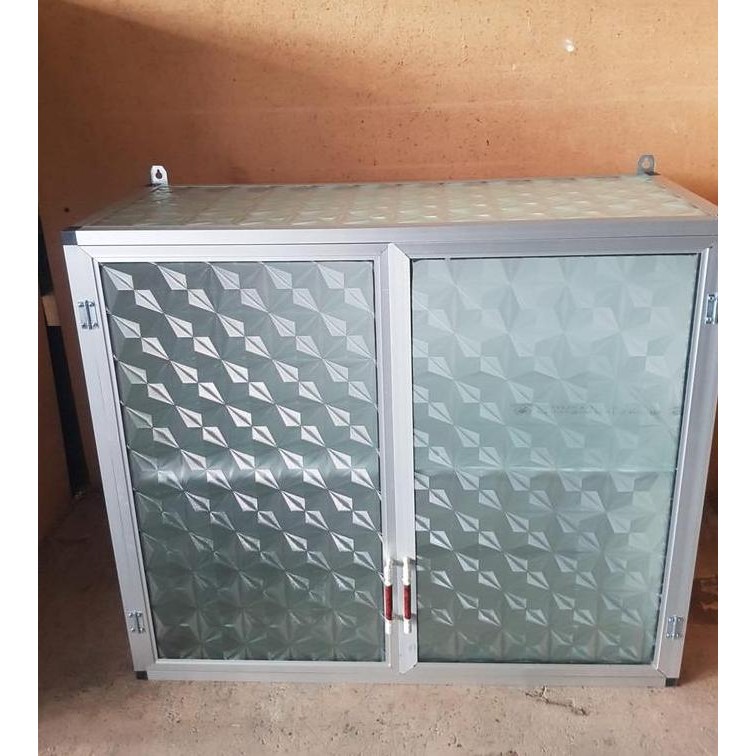 rak gantung lemari dapur kitchen set atas aluminium kaca 2 pintu polos