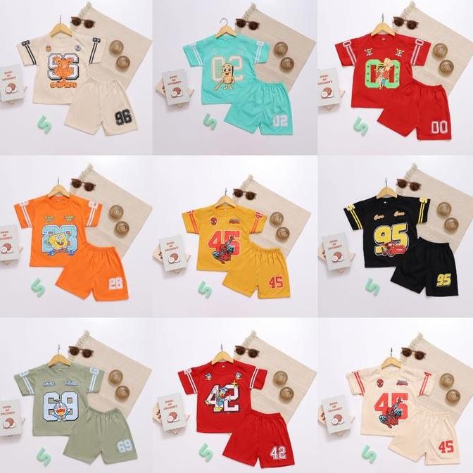DB7 >> 5 PCS Setelan Baju Anak Laki Laki dan Perempuan usia 0-6 Tahun Katun Kids Mommy Parsel Free M