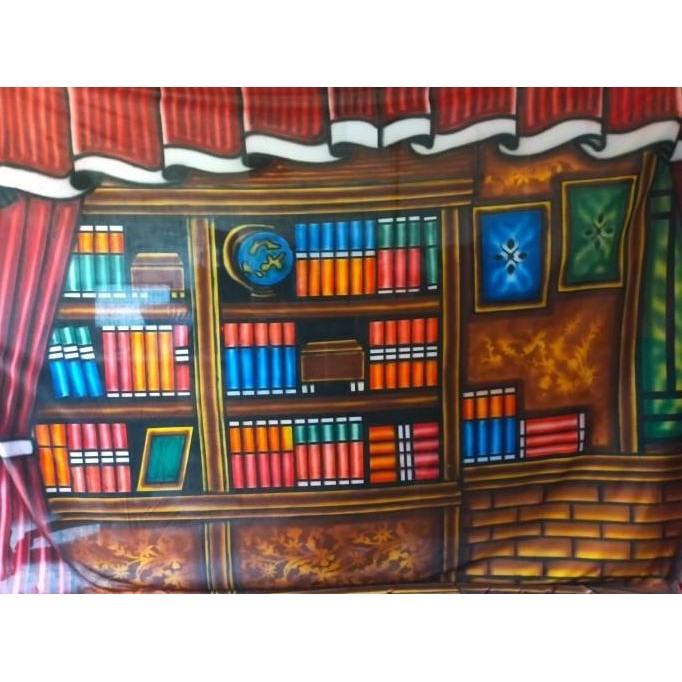 Background Foto wisuda / rak buku ukuran 2,5x3M Backdrop Wisuda